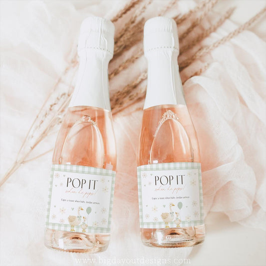 Mother goose baby shower mini champagne bottle sticker