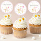 Pink floral goose cupcake favor label