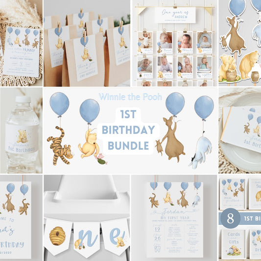 Winnie the Pooh 1st Birthday Boy Bundle - Big Day Out