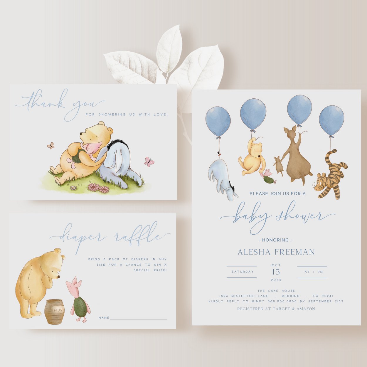 Personalized winnie the shops pooh baby shower invitations