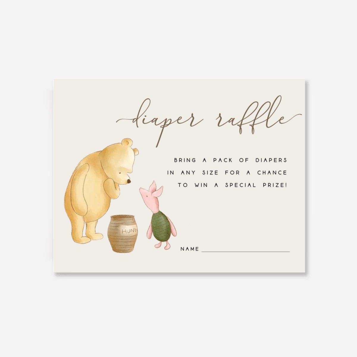 Winnie the Pooh Diaper Raffle Card - Big Day Out