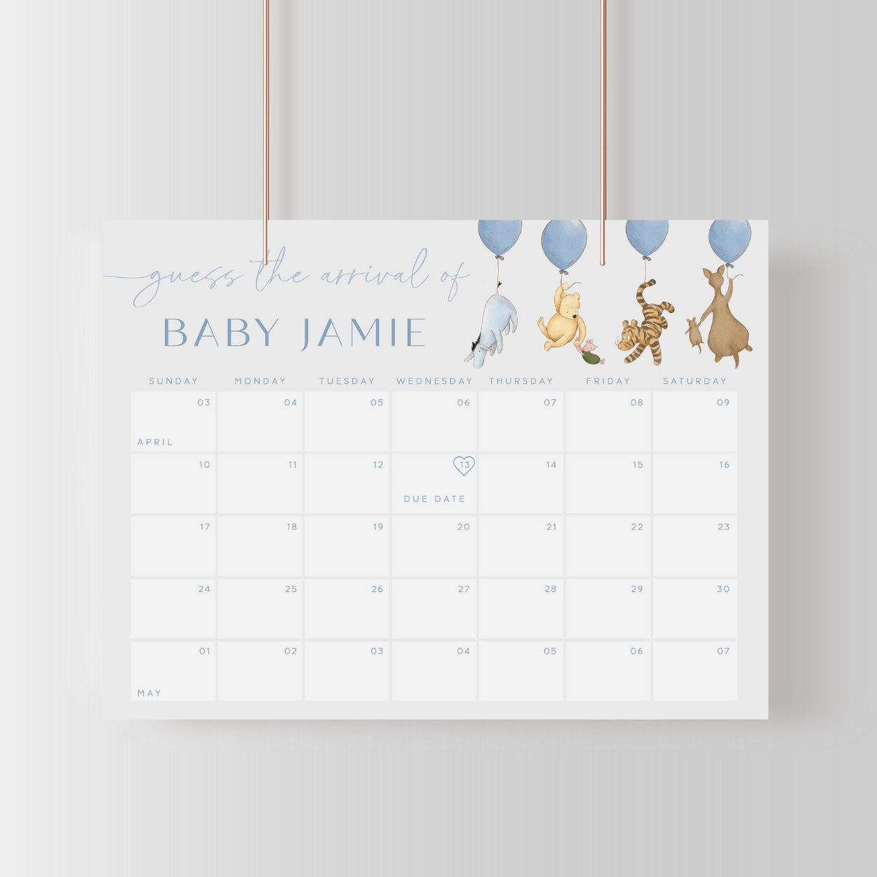 Winnie the Pooh Due Date Calendar - Big Day Out