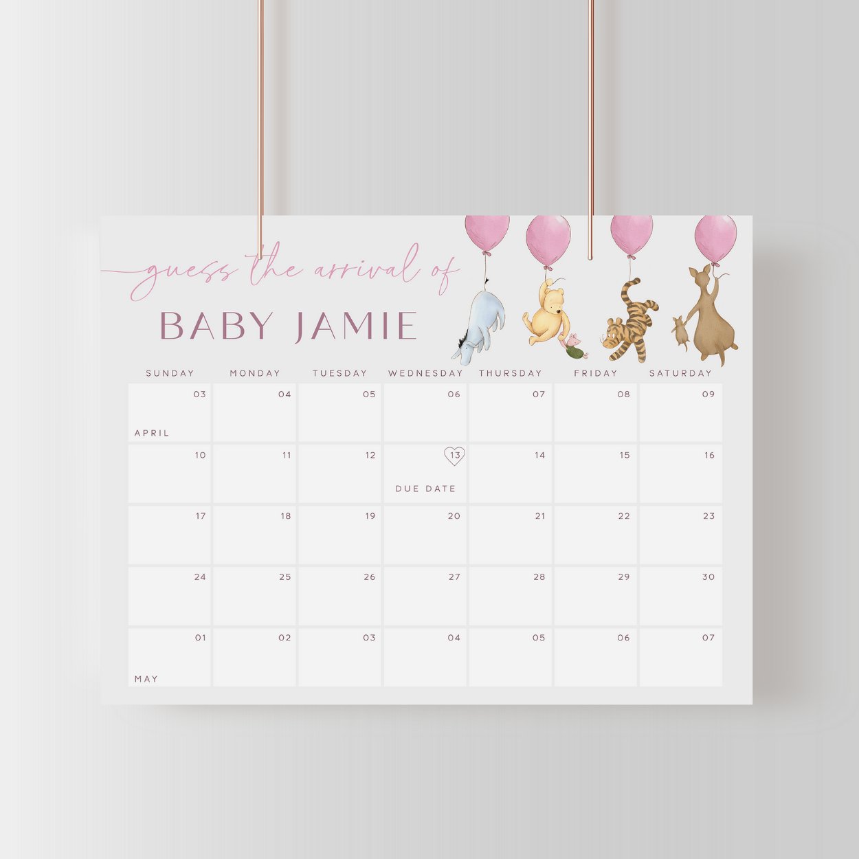 Winnie the Pooh Due Date Calendar - Big Day Out