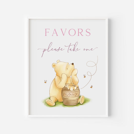 Winnie the Pooh Favors Sign - Big Day Out