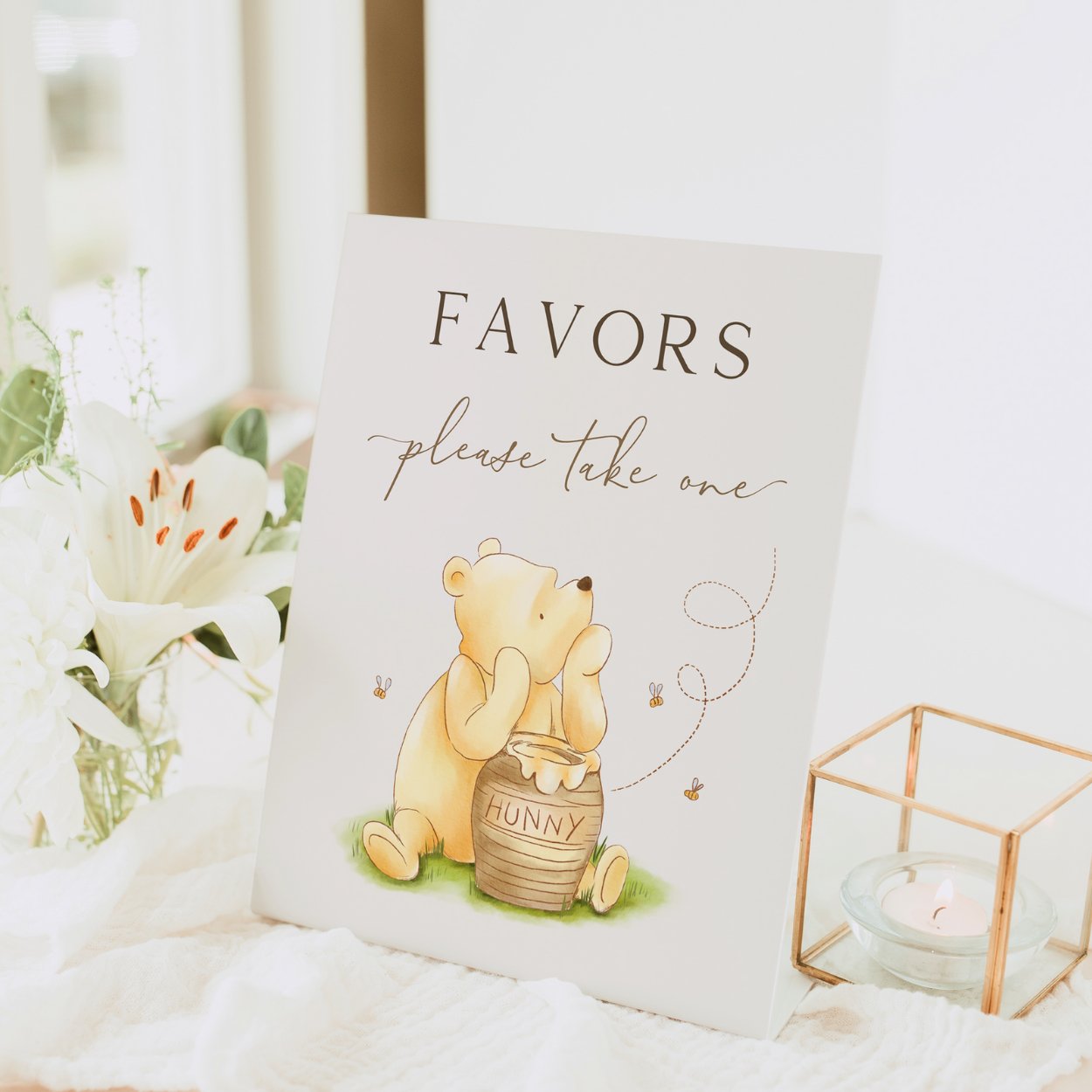 Winnie the Pooh Favors Sign - Big Day Out