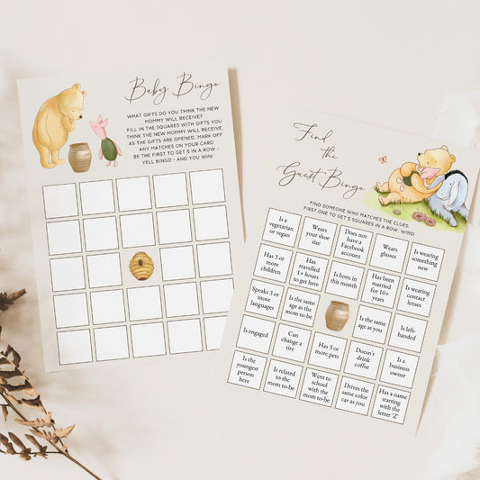 Winnie the Pooh Find the Guest Bingo & Baby Bingo Games - Big Day Out