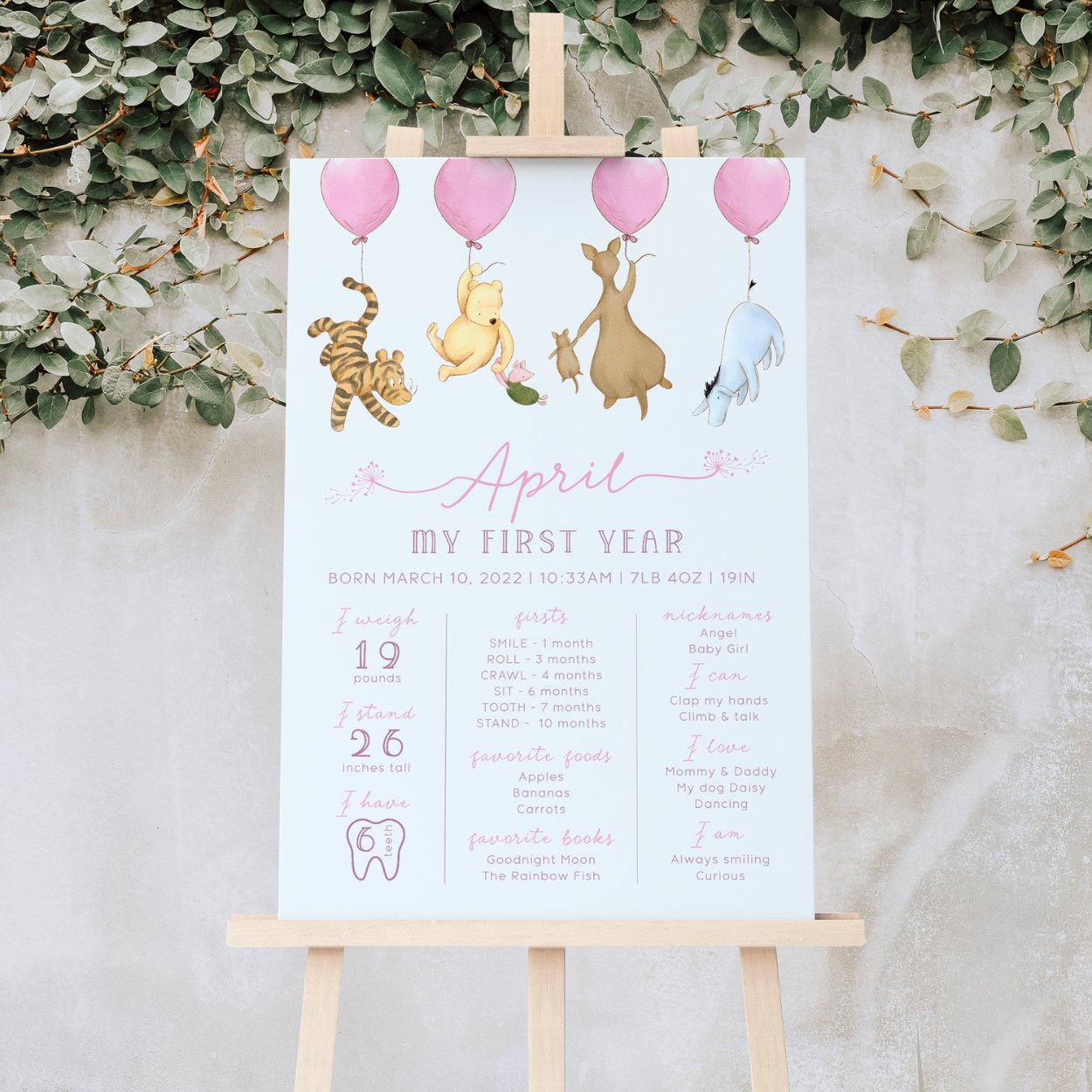 Winnie the Pooh Milestone Board - Big Day Out